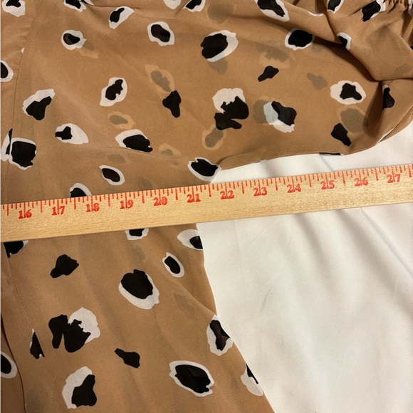 Umgee Tan Leopard Print Boho Babydoll Dress Long Sleeve Size M - Picture 5 of 9